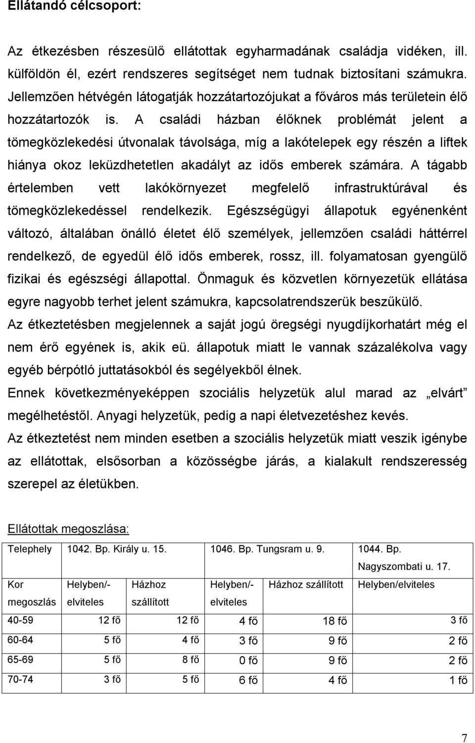 A családi házban élőknek problémát jelent a tömegközlekedési útvonalak távolsága, míg a lakótelepek egy részén a liftek hiánya okoz leküzdhetetlen akadályt az idős emberek számára.