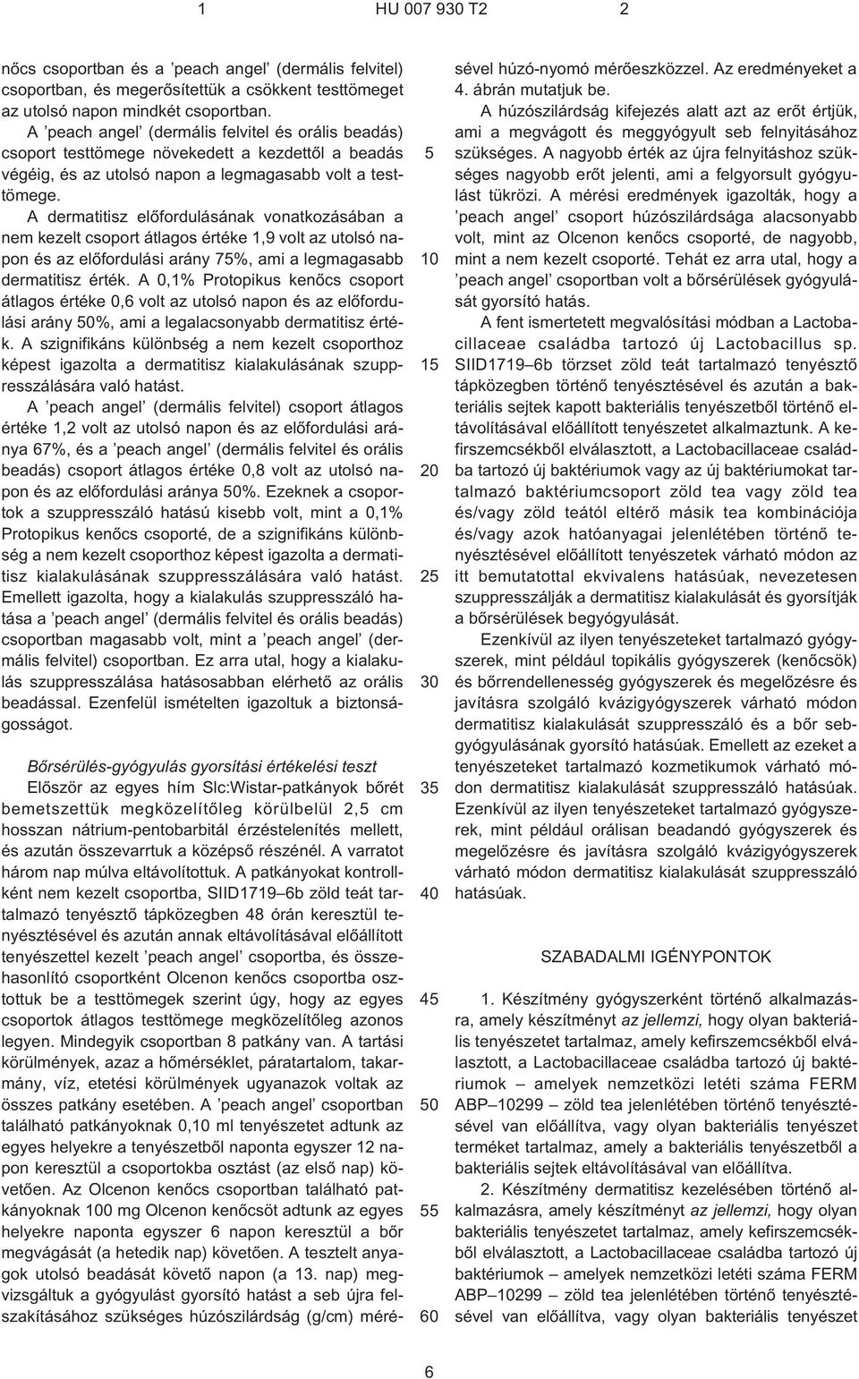 A dermatitisz elõfordulásának vonatkozásában a nem kezelt csoport átlagos értéke 1,9 volt az utolsó napon és az elõfordulási arány 7%, ami a legmagasabb dermatitisz érték.