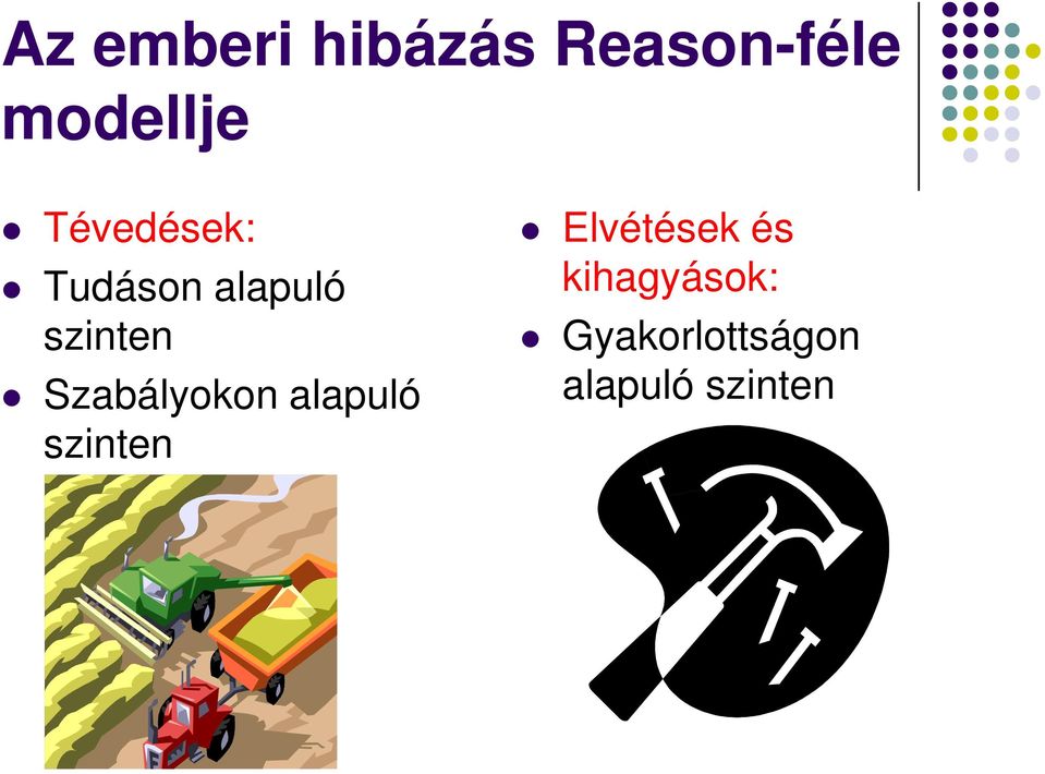 Szabályokon alapuló szinten Elvétések