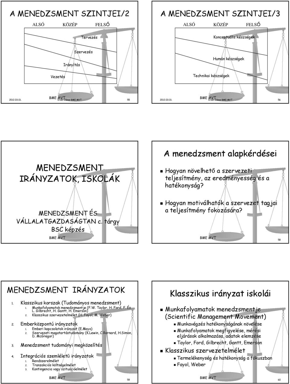 MENEDZSMENT ÉS VÁLLALATGAZDASÁGTAN GTAN c. tárgyt BSC képzk pzés Hogyan motiválhat lhatók k a szervezet tagjai a teljesítm tmény fokozására? 58 MENEDZSMENT IRÁNYZATOK 1.