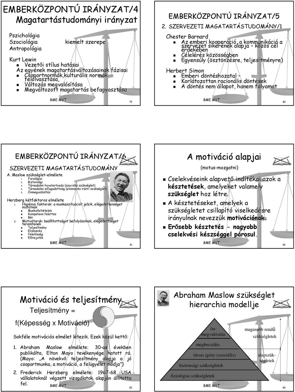 SZERVEZETI MAGATARTÁSTUDOMÁNY/1 Chester Barnard Az emberi kooperáci,, a kommunikáci a szervezet sikerének alapja közös s cél c érdekében Célelérés s közössk sségben Egyensúly (öszt( sztönzésre,