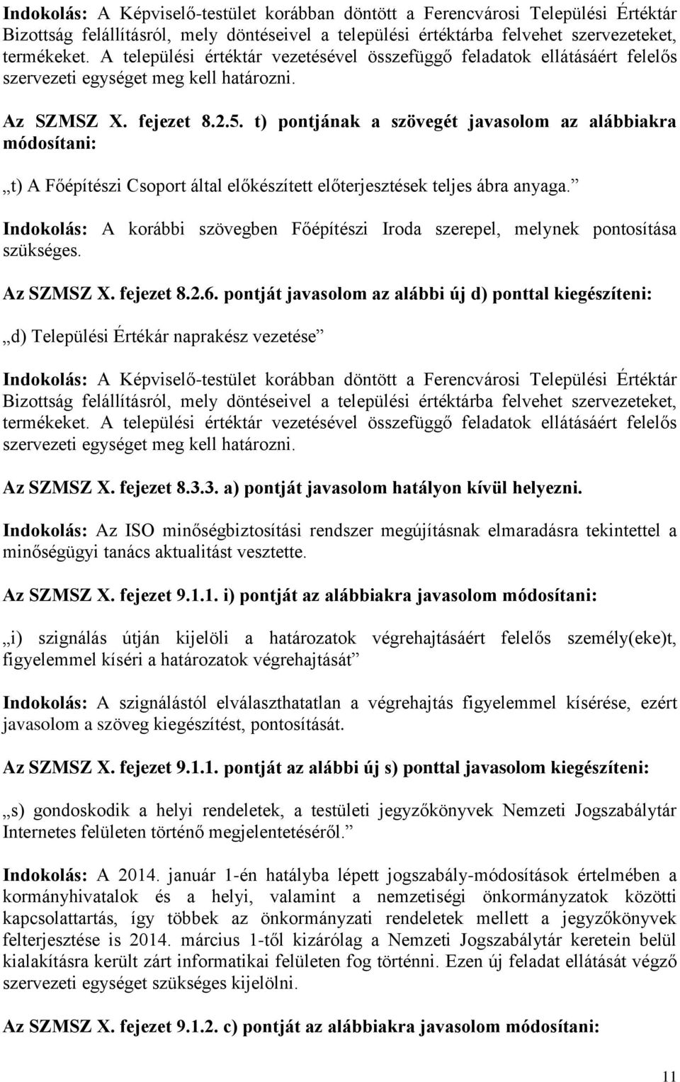 t) pontjának a szövegét javasolom az alábbiakra módosítani: t) A Főépítészi Csoport által előkészített előterjesztések teljes ábra anyaga.