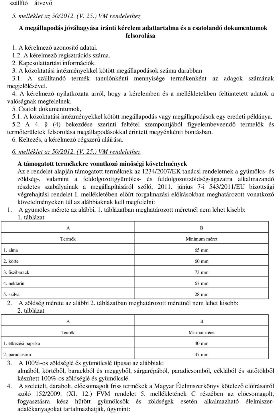 4. A kérelmező nyilatkozata arról, hogy a kérelemben és a mellékletekben feltüntetett adatok a valóságnak megfelelnek. 5. Csatolt dokumentumok, 5.1.