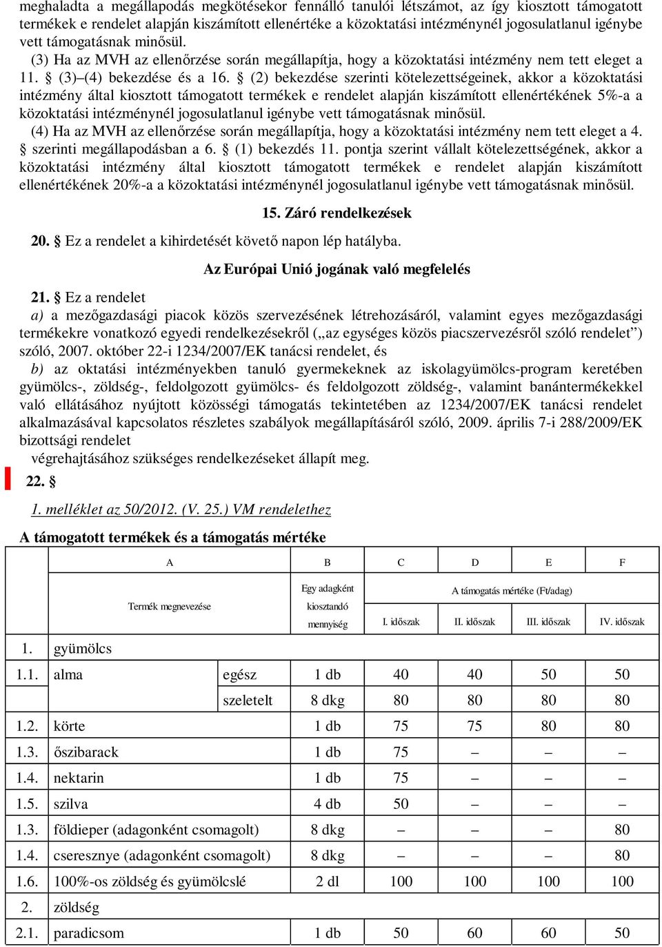 (2) bekezdése szerinti kötelezettségeinek, akkor a közoktatási intézmény által kiosztott támogatott termékek e rendelet alapján kiszámított ellenértékének 5%-a a közoktatási intézménynél