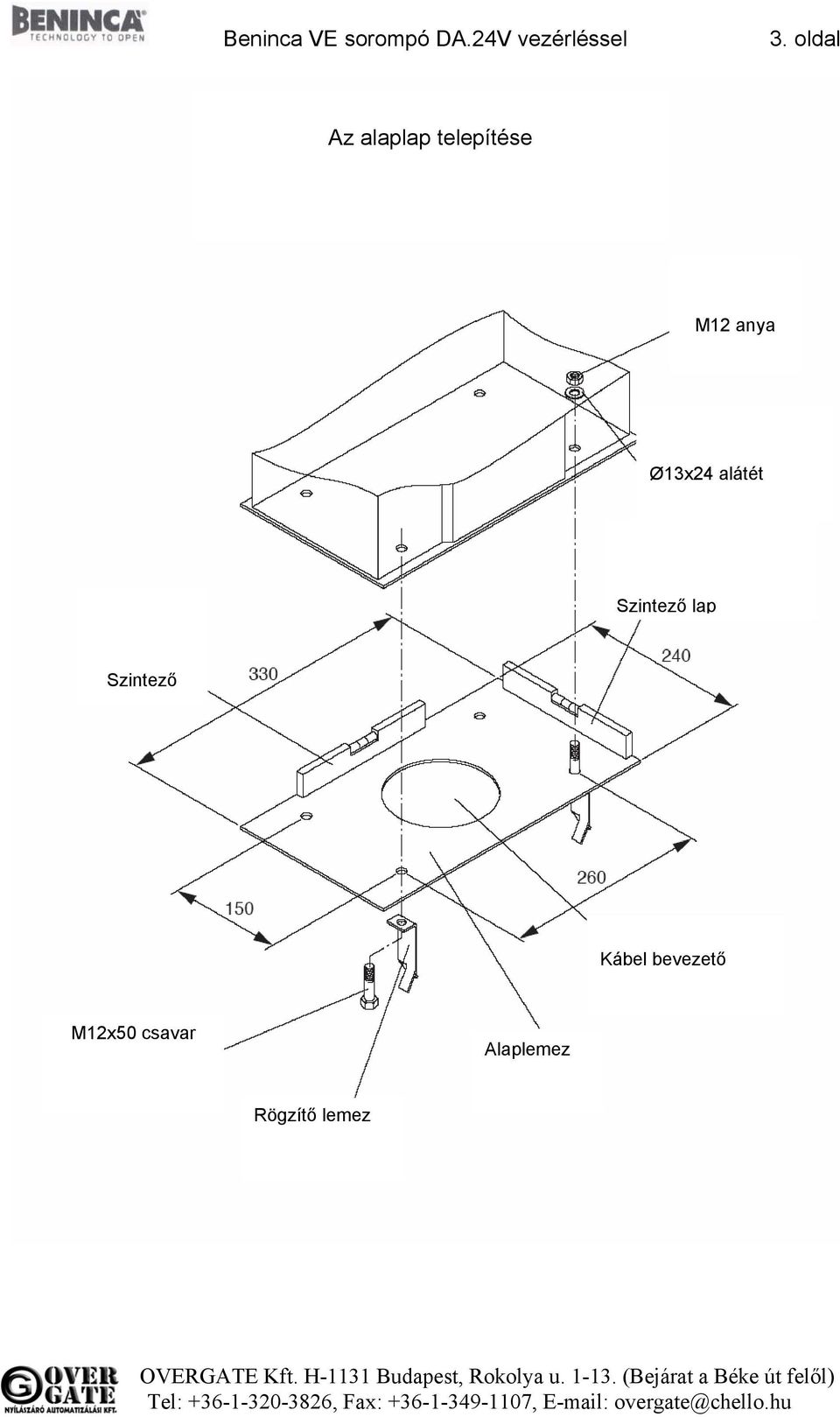 Ø13x24 alátét Szintező lap Szintező Kábel