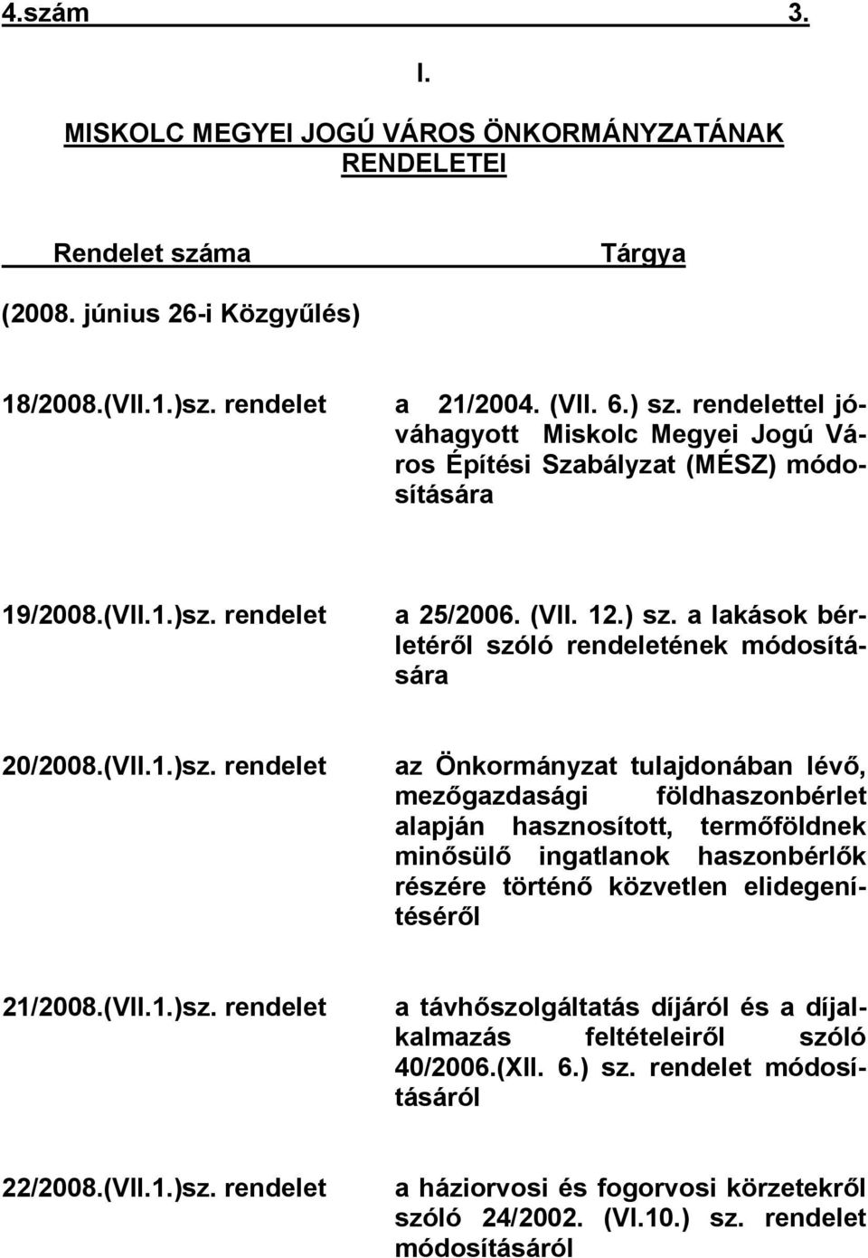 a lakások bérletéről szóló rendeletének módosítására 20/2008.(VII.1.)sz.