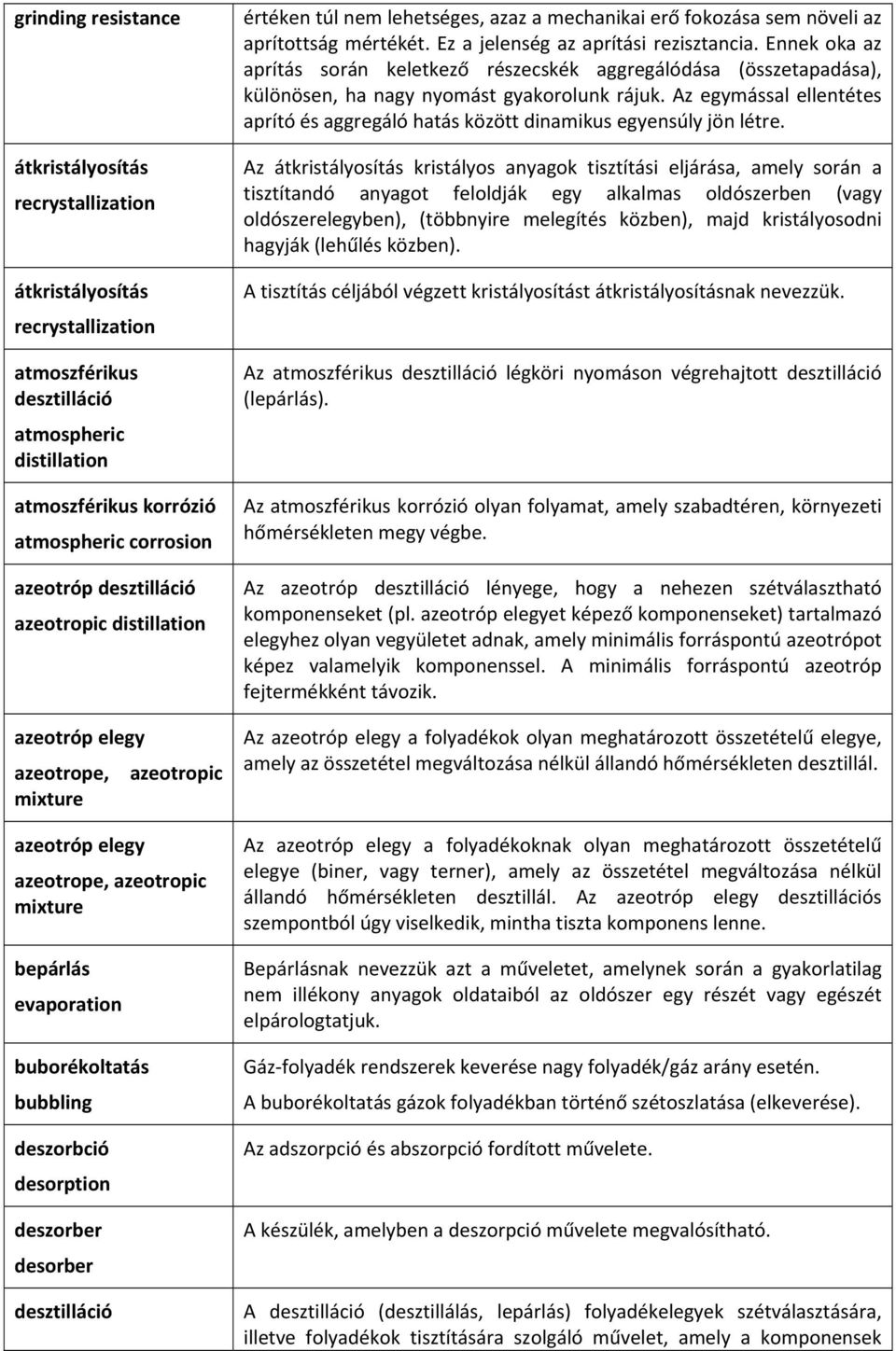 deszorber desorber desztilláció értéken túl nem lehetséges, azaz a mechanikai erő fokozása sem növeli az aprítottság mértékét. Ez a jelenség az aprítási rezisztancia.