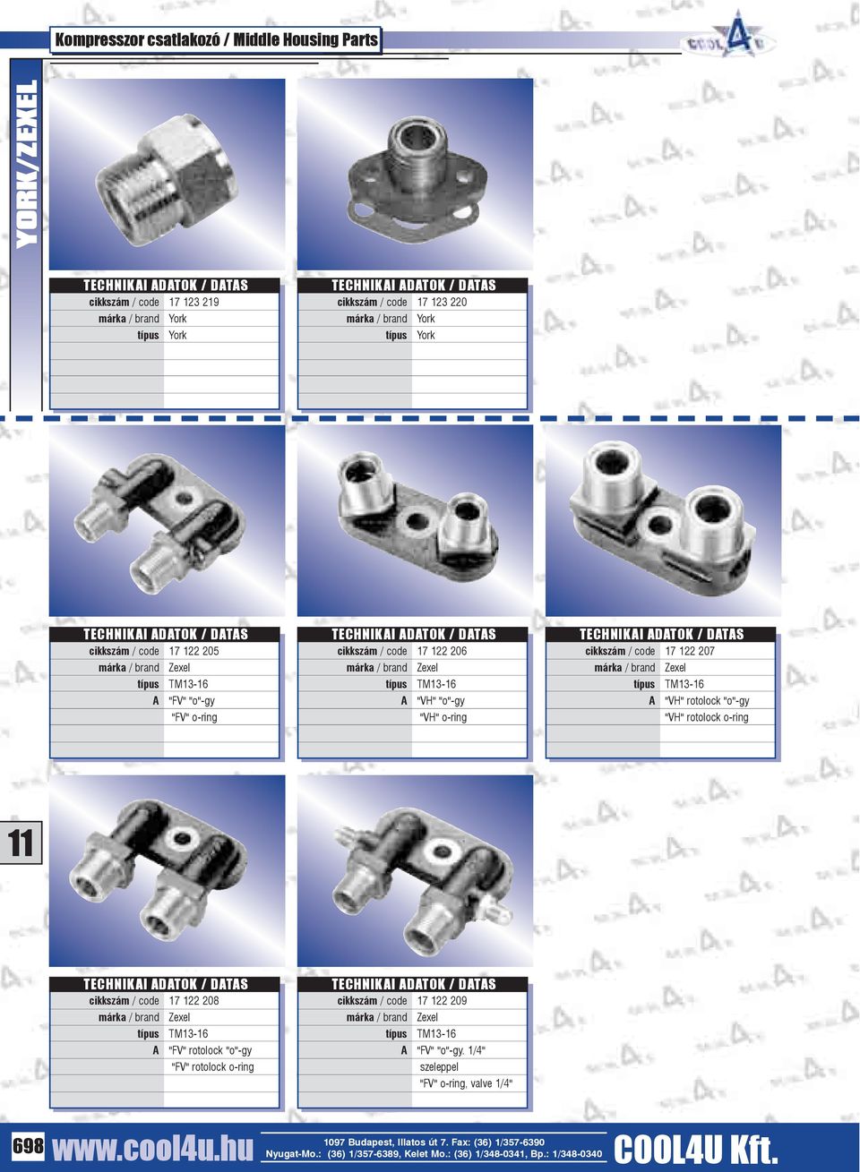 "VH" rotolock o-ring 17 122 208 17 122 209 Zexel TM13-16 "FV" rotolock "o"-gy "FV"