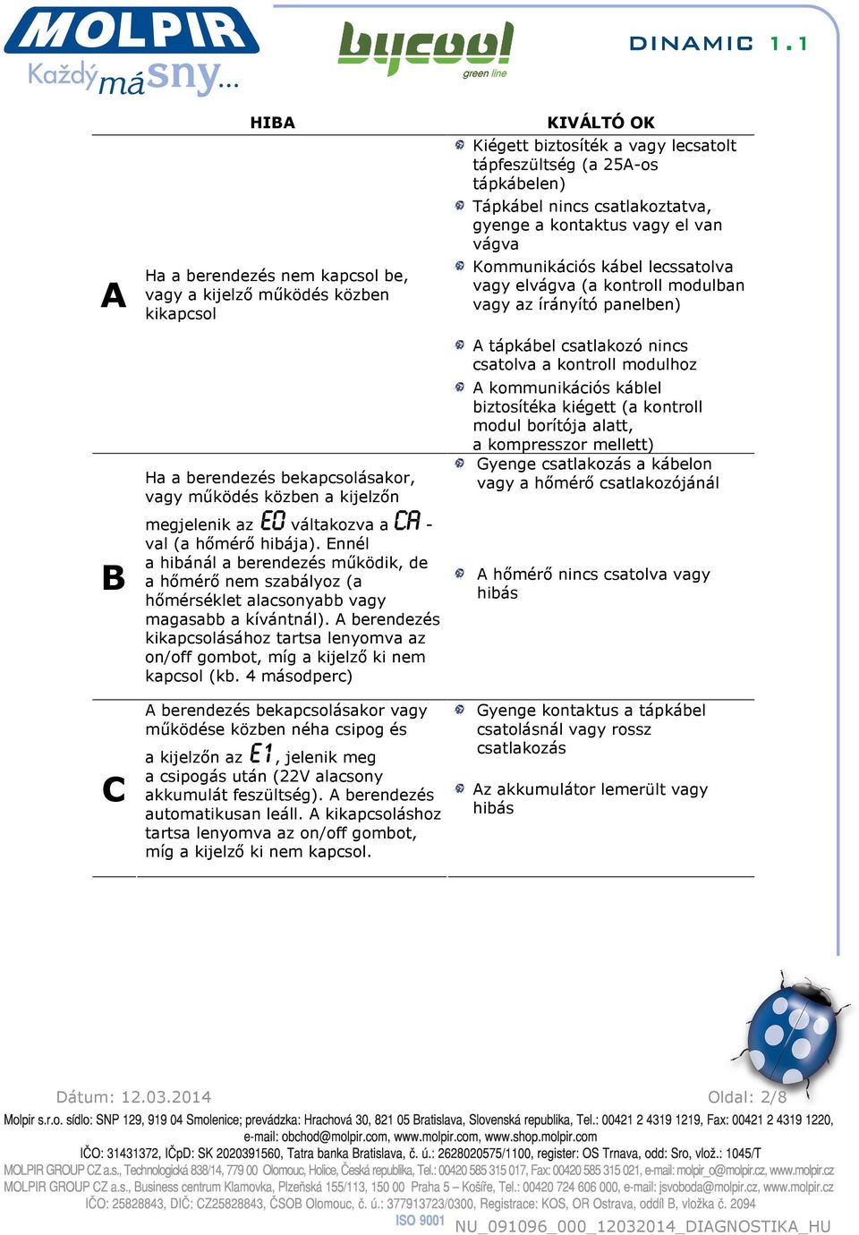 A berendezés kikapcsolásához tartsa lenyomva az on/off gombot, míg a kijelző ki nem kapcsol (kb.