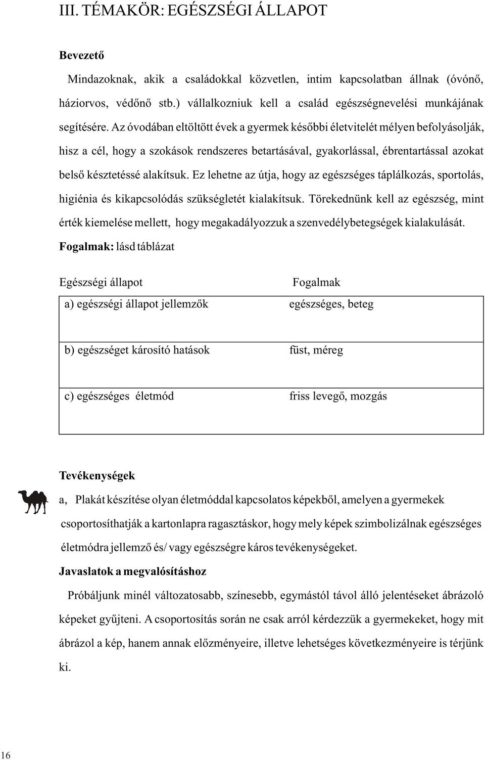 Az óvodában eltöltött évek a gyermek késõbbi életvitelét mélyen befolyásolják, hisz a cél, hogy a szokások rendszeres betartásával, gyakorlással, ébrentartással azokat belsõ késztetéssé alakítsuk.