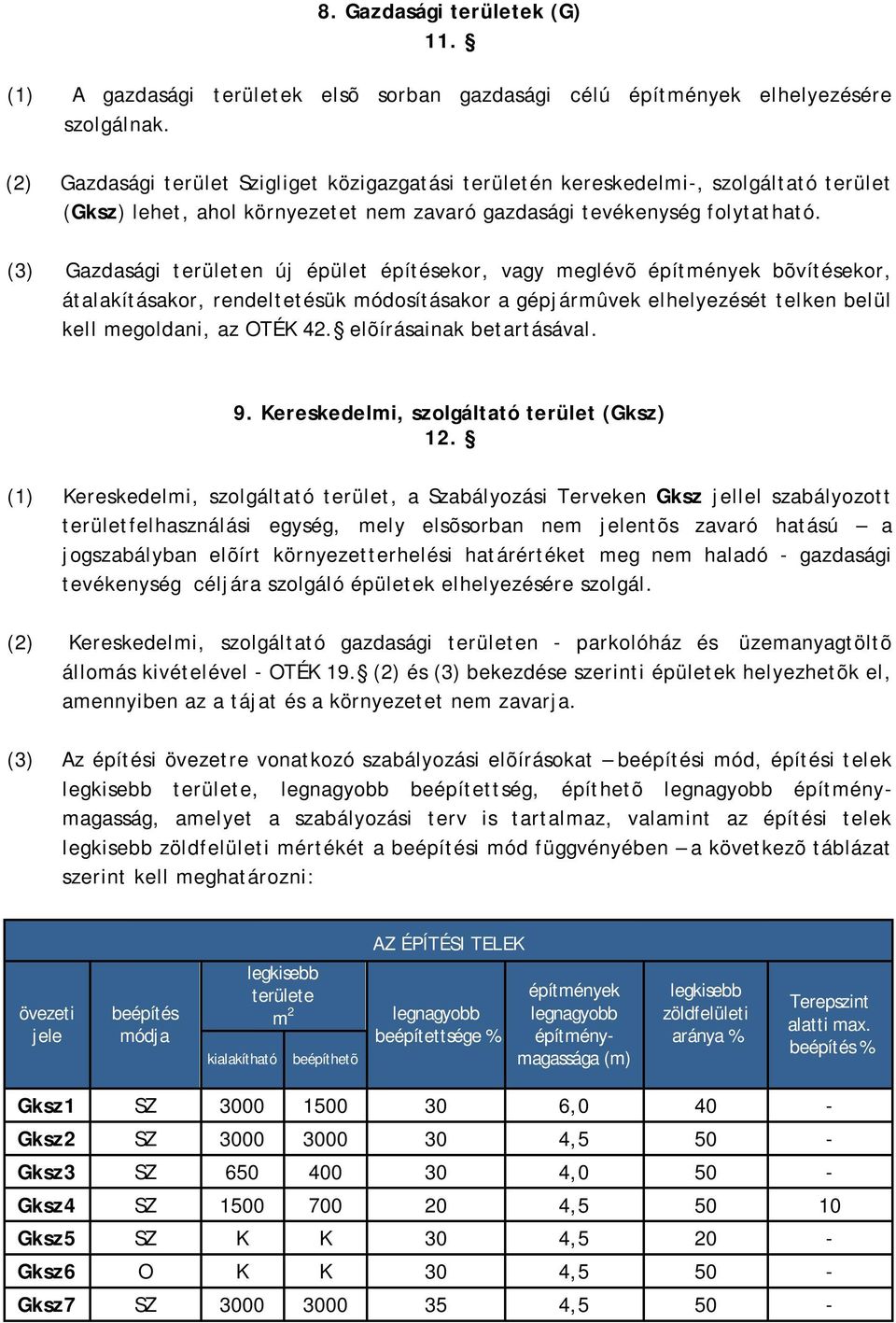 (3) Gazdasági területen új épület építésekor, vagy meglévõ építmények bõvítésekor, átalakításakor, rendeltetésük módosításakor a gépjármûvek elhelyezését telken belül kell megoldani, az OTÉK 42.