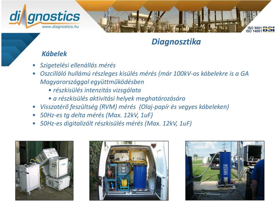 részkisülés aktivitási helyek meghatározására Visszatérő feszültség (RVM) mérés éé (Olaj papír és