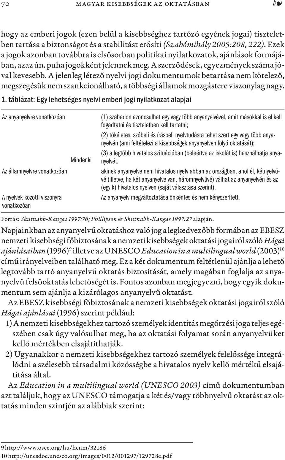 A jelenleg létező nyelvi jogi dokumentumok betartása nem kötelező, megszegésük nem szankcionálható, a többségi államok mozgástere viszonylag nagy. 1.