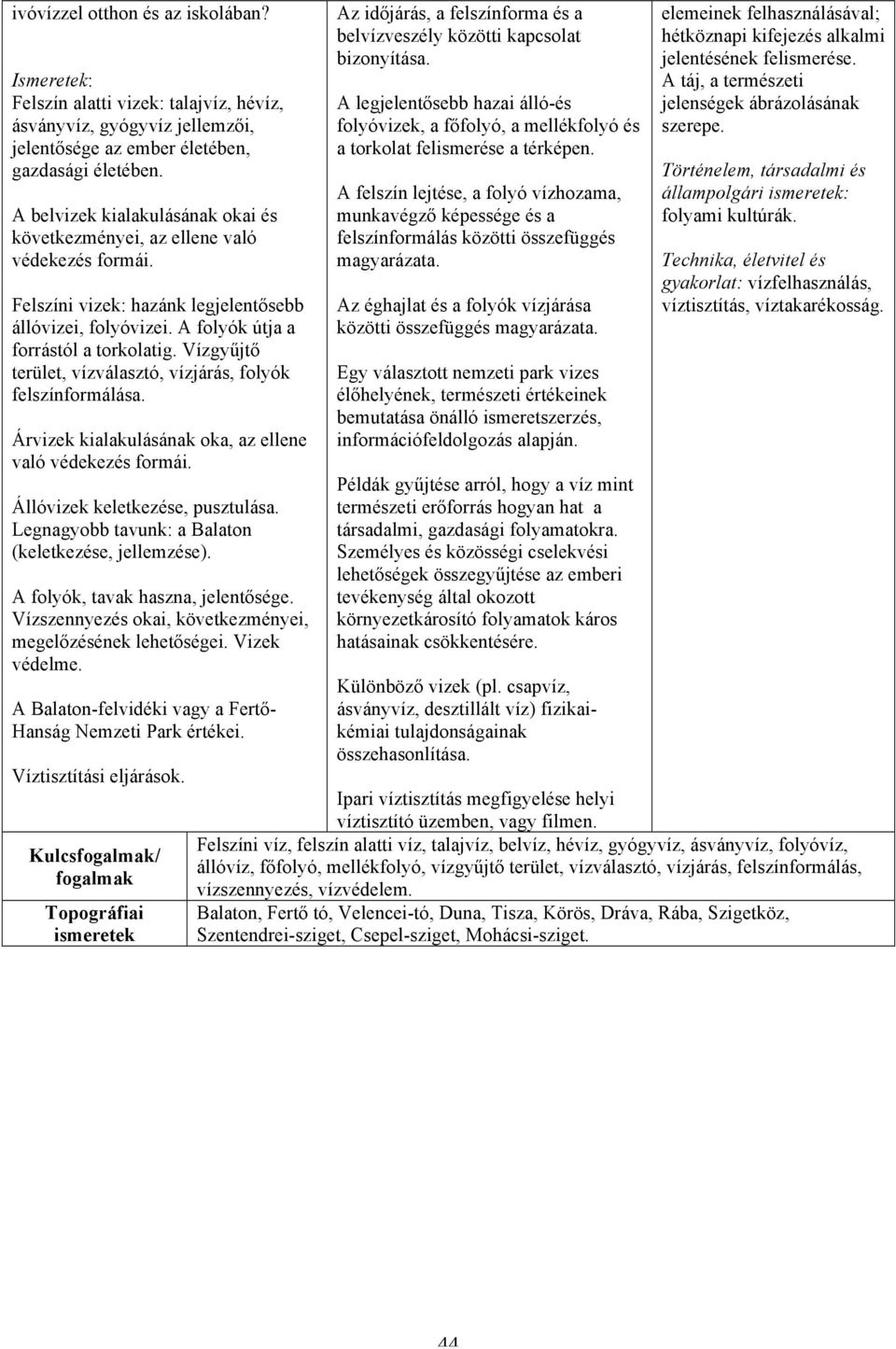 Vízgyűjtő terület, vízválasztó, vízjárás, folyók felszínformálása. Árvizek kialakulásának oka, az ellene való védekezés formái. Állóvizek keletkezése, pusztulása.