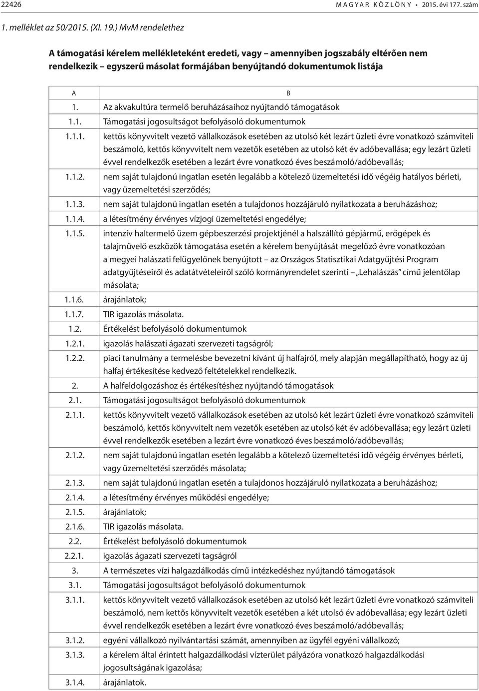 Az akvakultúra termelő beruházásaihoz nyújtandó támogatások 1.