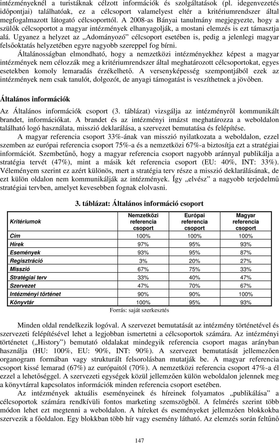 Ugyanez a helyzet az Adományozó cél esetében is, pedig a jelenlegi magyar felsőoktatás helyzetében egyre nagyobb szereppel fog bírni.