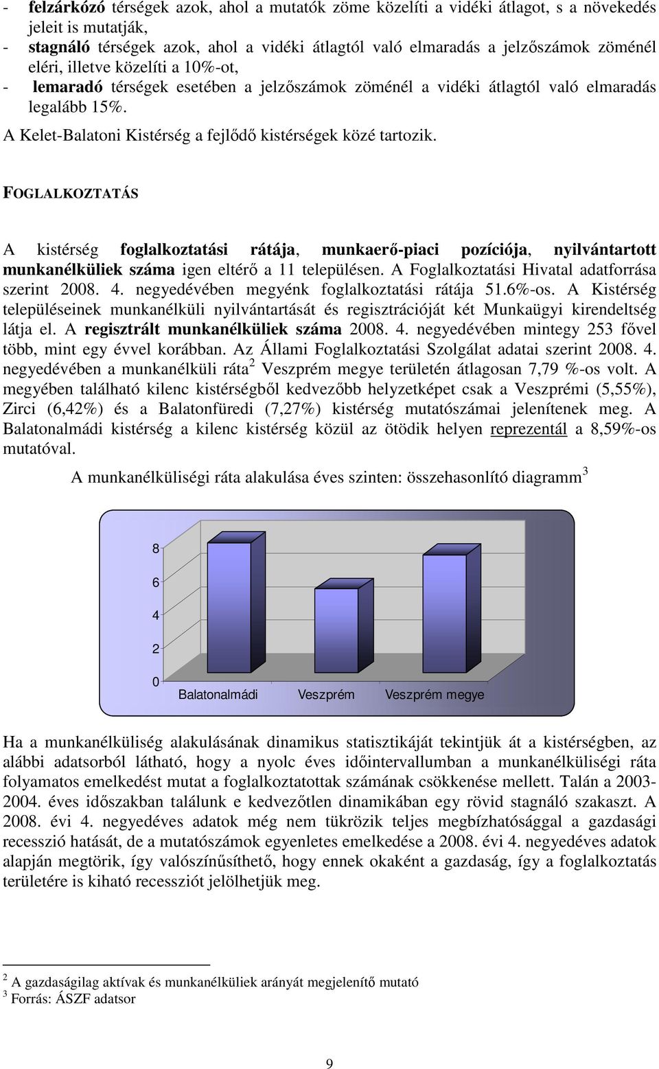 FOGLALKOZTATÁS A kistérség foglalkoztatási rátája, munkaerı-piaci pozíciója, nyilvántartott munkanélküliek száma igen eltérı a 11 településen. A Foglalkoztatási Hivatal adatforrása szerint 2008. 4.