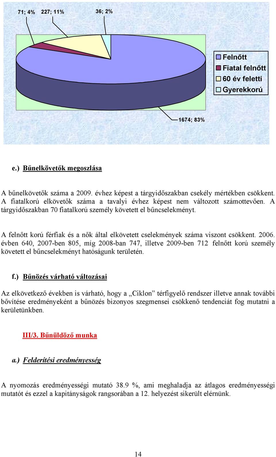 A felnőtt korú férfiak és a nők által elkövetett cselekmények száma viszont csökkent. 2006.