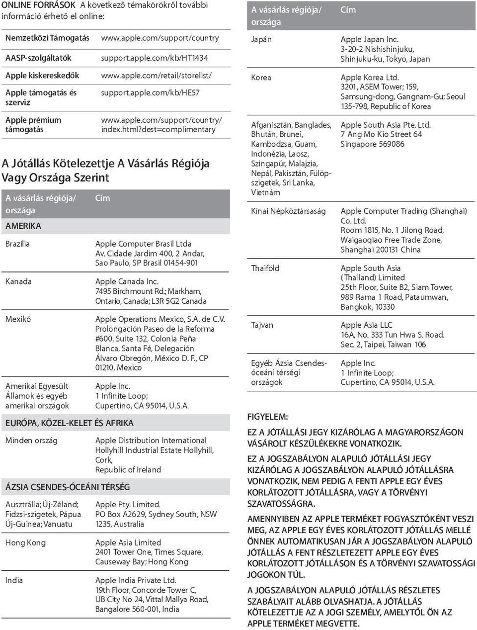 dest=complimentary A Jótállás Kötelezettje A Vásárlás Régiója Vagy Országa Szerint A vásárlás régiója/ országa Amerika Brazília Kanada Mexikó Amerikai Egyesült Államok és egyéb amerikai országok Cím