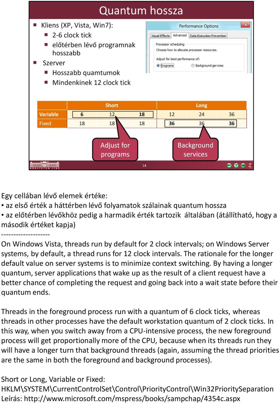 The rationale for the longer default value on server systems is to minimize context switching.