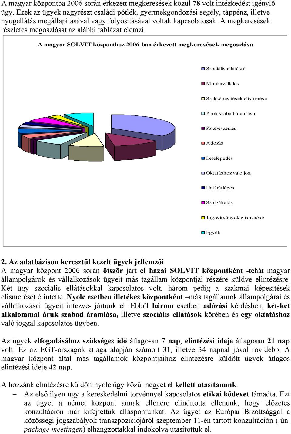 A megkeresések részletes megoszlását az alábbi táblázat elemzi.