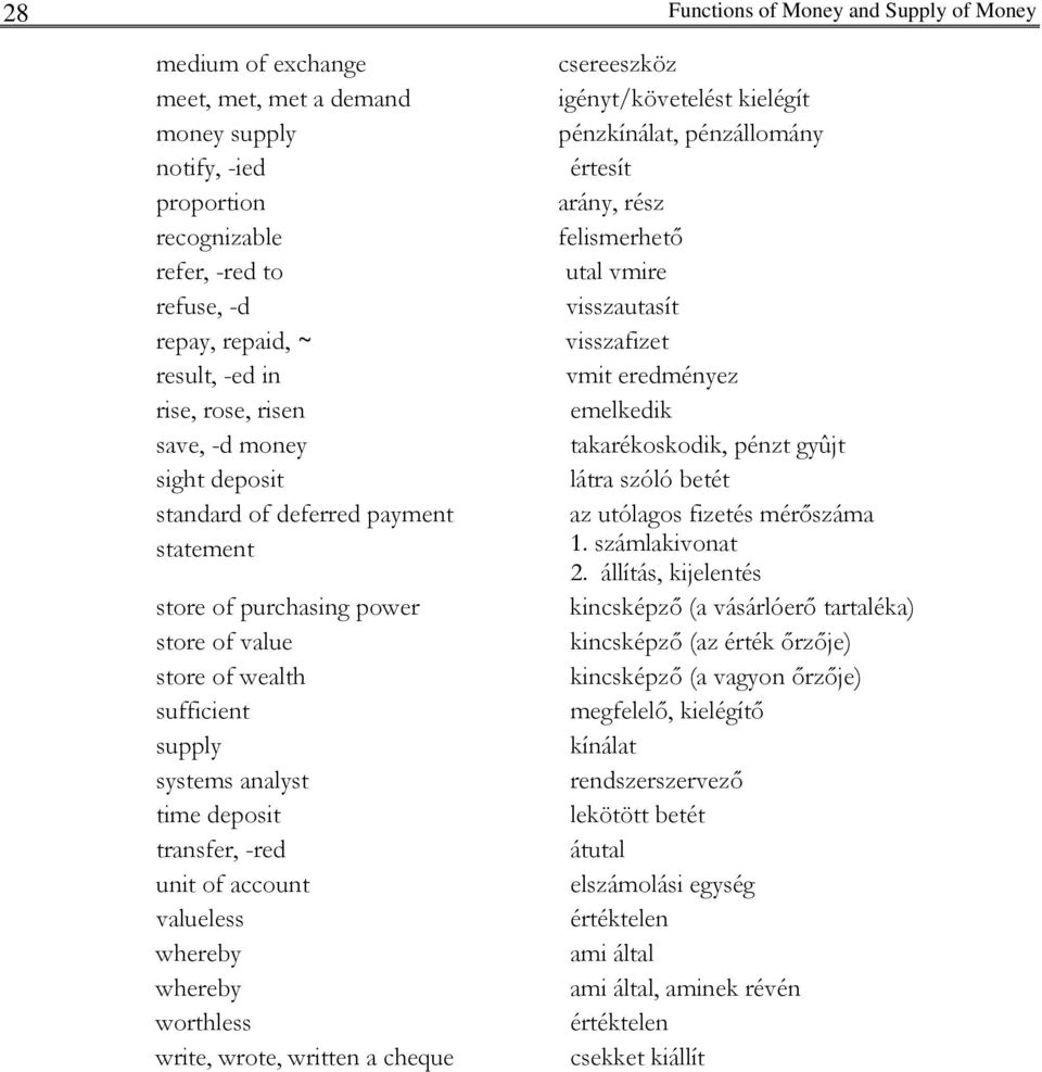 whereby worthless write, wrote, written a cheque csereeszköz igényt/követelést kielégít pénzkínálat, pénzállomány értesít arány, rész felismerhető utal vmire visszautasít visszafizet vmit eredményez