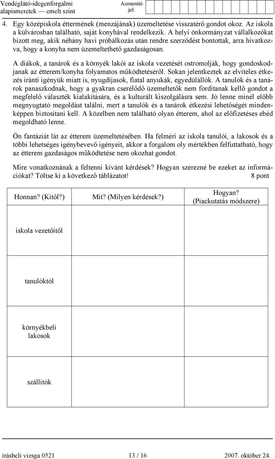 A diákok, a tanárok és a környék lakói az iskola vezetését ostromolják, hogy gondoskodjanak az étterem/konyha folyamatos működtetéséről.