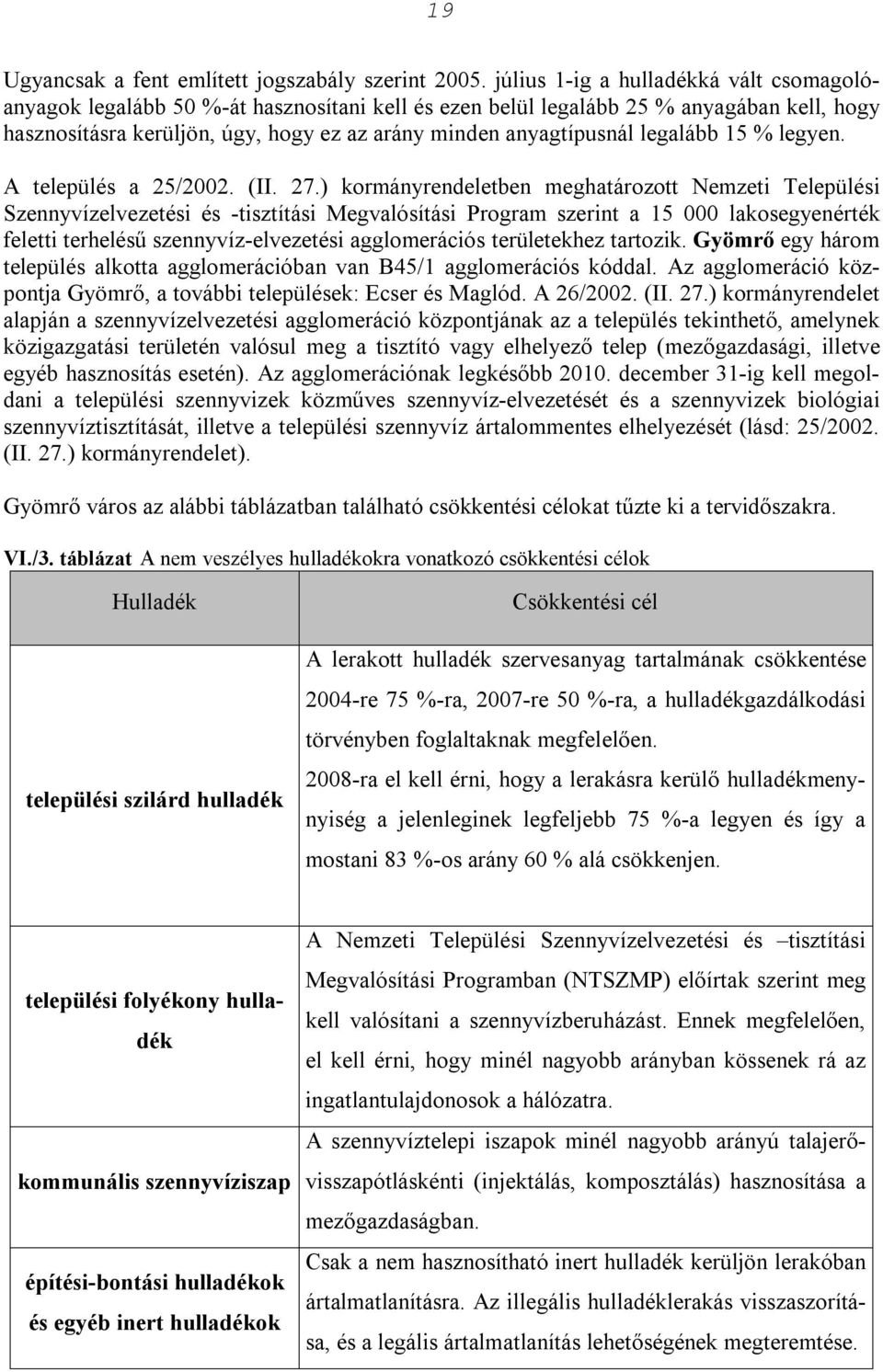 15 % legyen. A település a 25/2002. (II. 27.