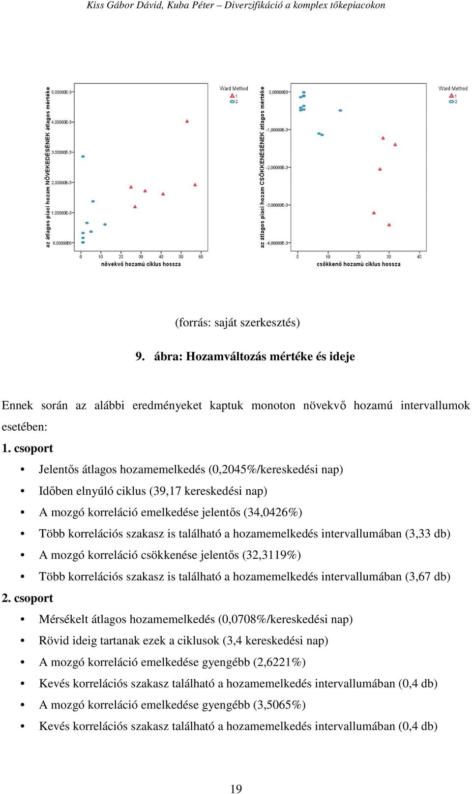 a hozamemelkedés intervallumában (3,33 db) A mozgó korreláció csökkenése jelentıs (32,3119%) Több korrelációs szakasz is található a hozamemelkedés intervallumában (3,67 db) 2.