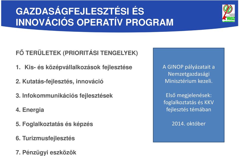 Infokommunikációs fejlesztések 4. Energia 5.