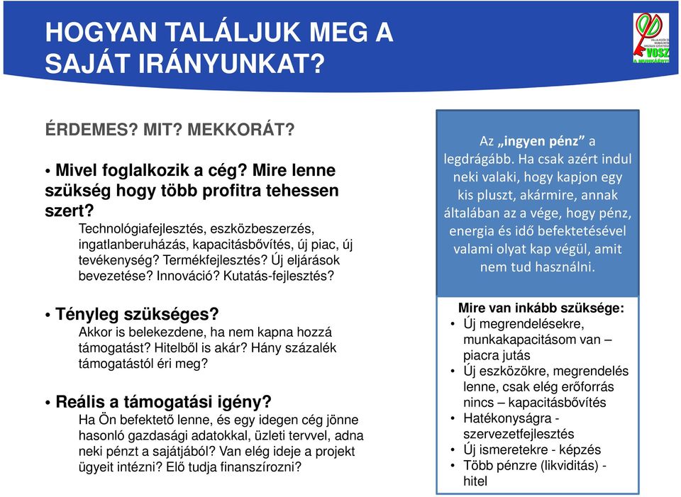 Akkor is belekezdene, ha nem kapna hozzá támogatást? Hitelből is akár? Hány százalék támogatástól éri meg? Reális a támogatási igény?