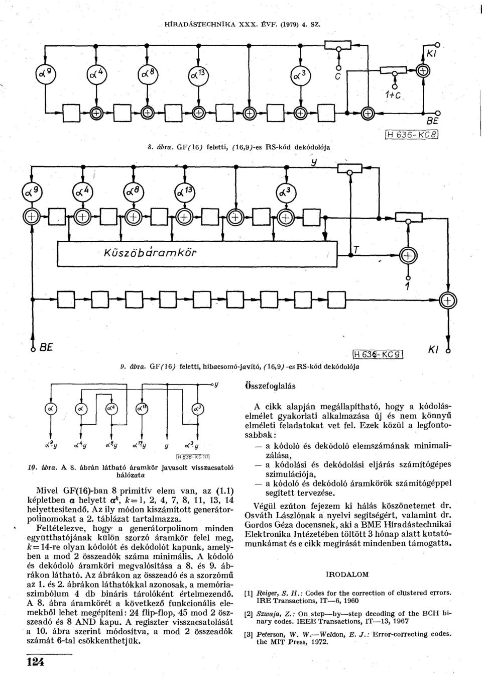 ábrán láthtó ármkör jvsolt visszcstoló hálózt Mivel GF(16)-bn 8 primitív elem vn, z (1.1) képletben helyett k, k = l, 2, 4, 7, 8, 11, 13, 14 helyettesítendő.