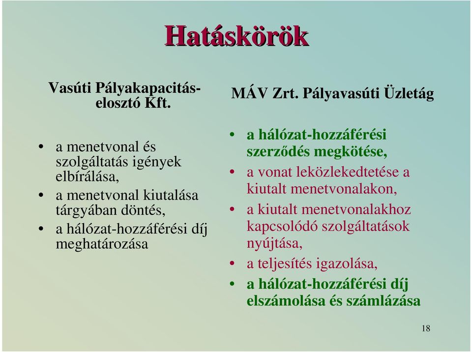 hálózat-hozzáférési díj meghatározása MÁV Zrt.