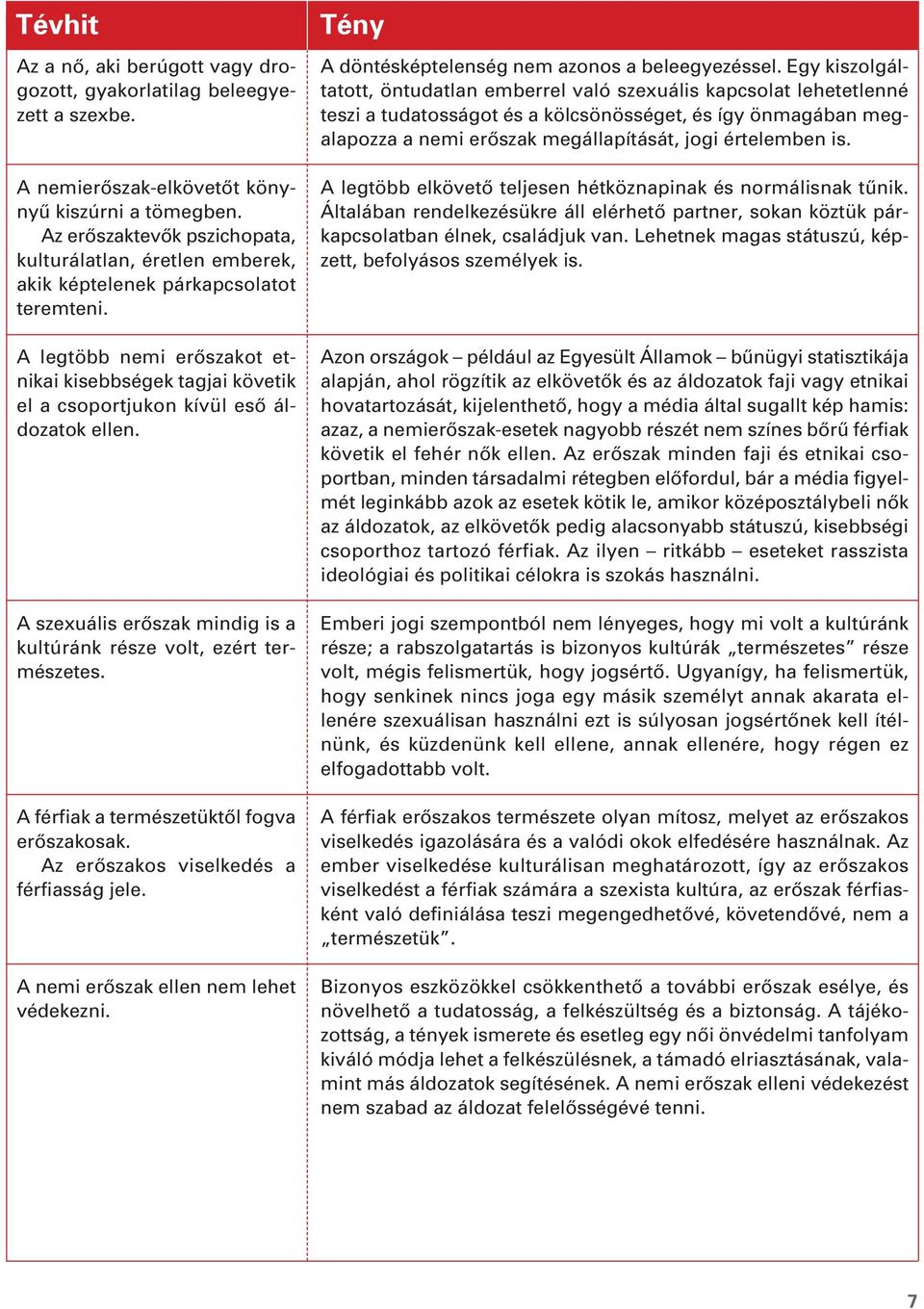 A legtöbb nemi erôszakot etnikai kisebbségek tagjai követik el a csoportjukon kívül esô ál - do zatok ellen. A szexuális erôszak mindig is a kultúránk része volt, ezért termé sze tes.