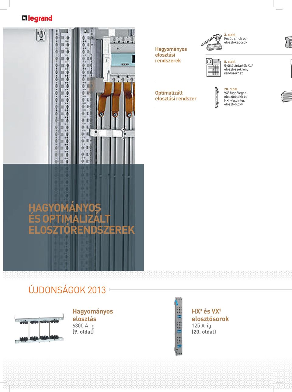 oldal Gyűjtősíntartók XL 3 elosztószekrény rendszerhez optimalizált elosztási rendszer 20.