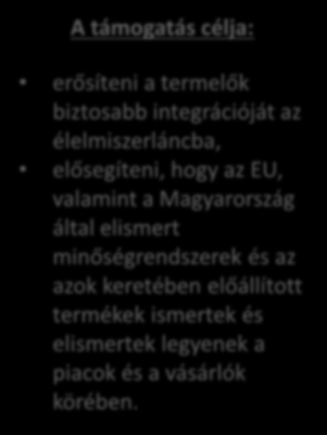 Mezőgazdasági termelők EU-s és nemzeti minőségrendszerhez történő csatlakozásának támogatása TERVEZET! Felhívás tervezett megjelenése: 2016. december (ill.