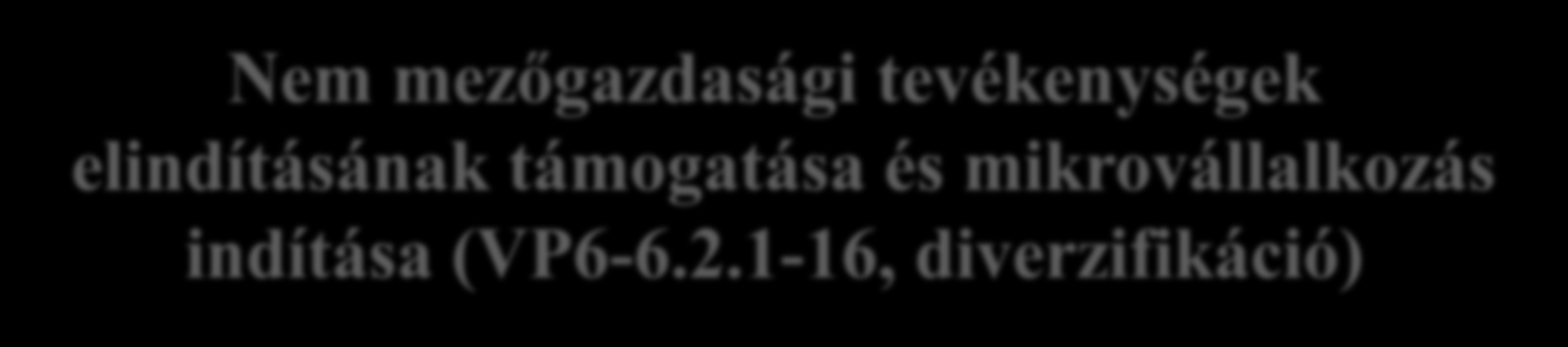 Nem mezőgazdasági tevékenységek elindításának támogatása és mikrovállalkozás indítása (VP6-6.2.1-16, diverzifikáció) 1.