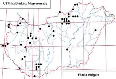 236 Tóth S.: Magyarország fürkészlégy faunája (Diptera: Tachinidae) 491. ábra: A Phania thoracica lelőhelyei 492. ábra: A Phasia aurigera lelőhelyei vám: 1963.07.07., 1, HS Püspökladány: 1974-1974.06.