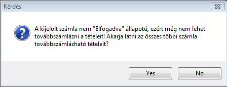 Bejövő számla rögzítés modulban már nem szükséges a továbbszámlázandó számlákat egyesével lekeresni és utána a ikon segítésével a továbbszámlázandó tételek közé tenni.