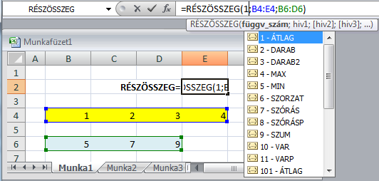 Alkalmazott Informatikai Intézeti Tanszék MŰSZAKI INFORMATIKA Dr.Dudás László 3. További fontos függvények: RÉSZÖSSZEG().