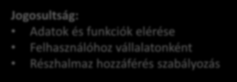 Menüstruktúra Üzleti információk Feladatok, értesítések Jogosultság: