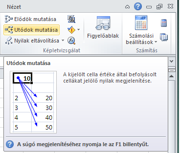 Képletek használata Egyéb lehetőségek Képletekre vonatkozó beállítások Fájl/Beállítások/Képletek, Képletek/Számítás/Számolási beállítások Képletek megjelenítése