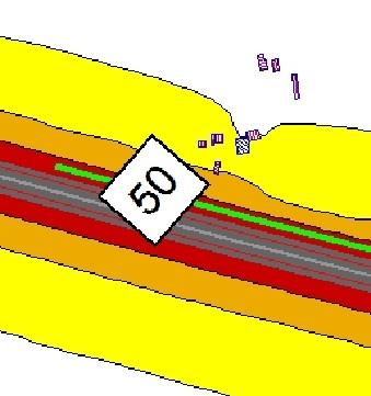 36+900 km szelvények között a jobb oldalon a 63-68 db-es sávba esik. szelvények között a jobb oldalon az 55-60 db-es sávba esik.