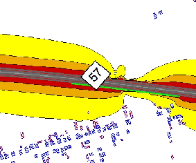 Az M5 autópálya Hernádot érintő homlokzati zajterhelés a 48+600 km szelvénynél jobb, az 50+050 km szelvénynél bal oldalon az 55-65 db-es sávba esik.