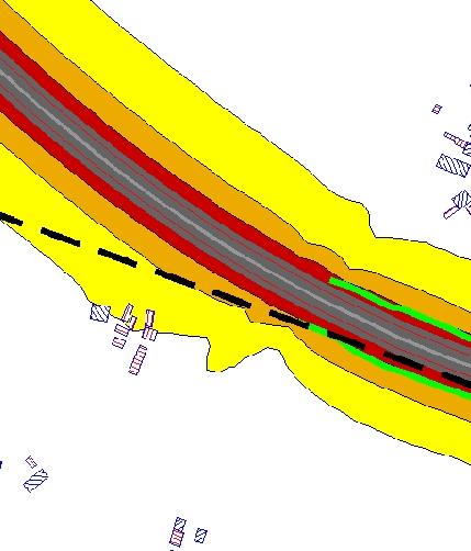 Az M0 autóút Budapest XXIII. kerületet érintő zajtérképezett szakaszán a homlokzati zajterhelés a 28+000 km szelvénynél az út jobb oldalán a 63-68 db-es sávba esik. Az M0 autóút Budapest XXIII.