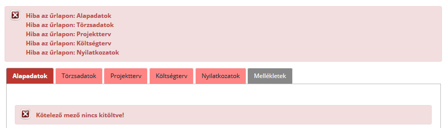 5. Alapvető műveletek a felületen A belépést követően az alábbi menüpontok jelennek meg: Főoldal Pályázatok/Kérelmek Támogatások A Főoldal gomb megnyomásával térhetünk vissza bármikor a