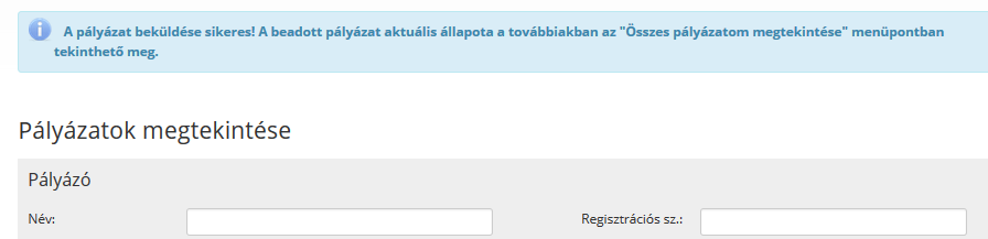 6.8 Pályázat beadása Ha szükséges, akkor a Pdf nyomtatás funkciógomb használatával pdf formátumban előállítható és kinyomtatható a teljes adatlap (valamennyi NIR űrlap).