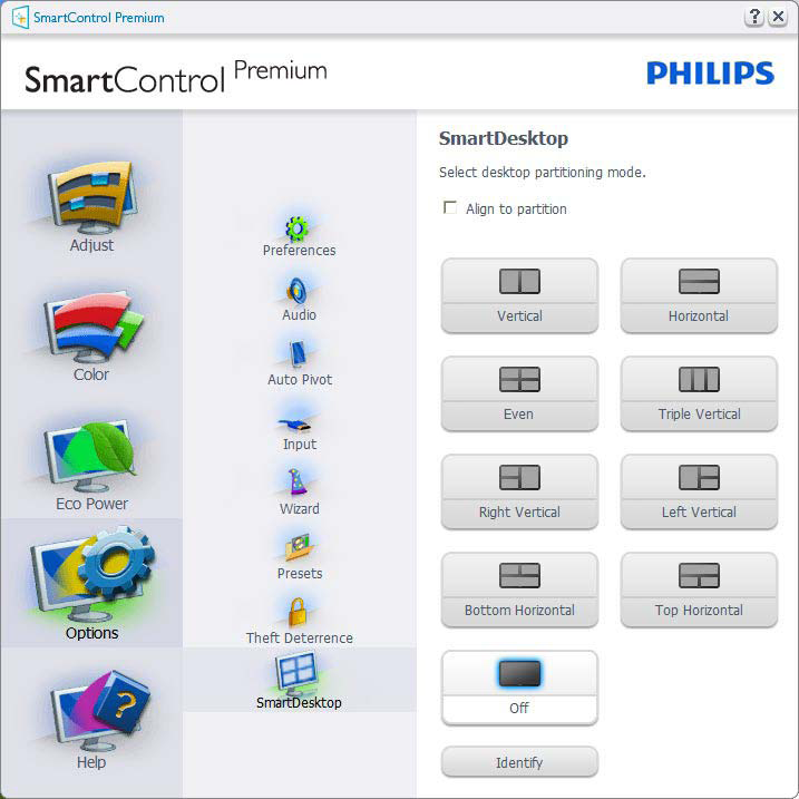 3. Képoptimalizálás 3.4 SmartDesktop útmutató SmartDesktop A SmartDesktop a SmartControl Premium-ban található. Telepítse a SmartControl Premium-ot és válassza ki a SmartDesktop-ot az opciók közül.