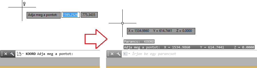 34 PONT KOORDINÁTÁI PONT KOORDINÁTÁI A parancssori KOORD parancs, illetve az Eszközök menü Lekérdezés Pont koordinátái parancsa vagy a Lekérdezés eszköztár Pont koordinátái ikonja segítségével egy