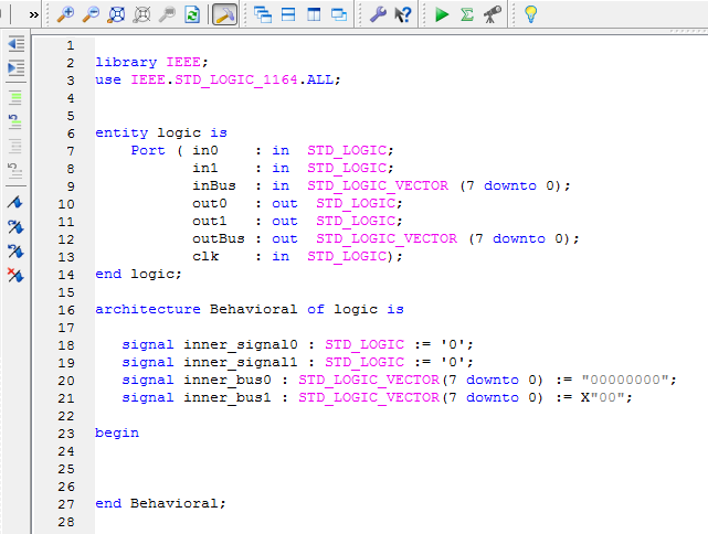 A hálózat működése VHDL Szinkron sorrendi hálózat működése Be- kimenetek definíciója (portok) VHDL Használt könyvtárak (hasonló: